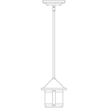 Arroyo Craftsman 6" Berkeley Short Body Stem Hung Pendant, Rustic Brown, Gold White Iridescent Glass BSH-6SGW-RB